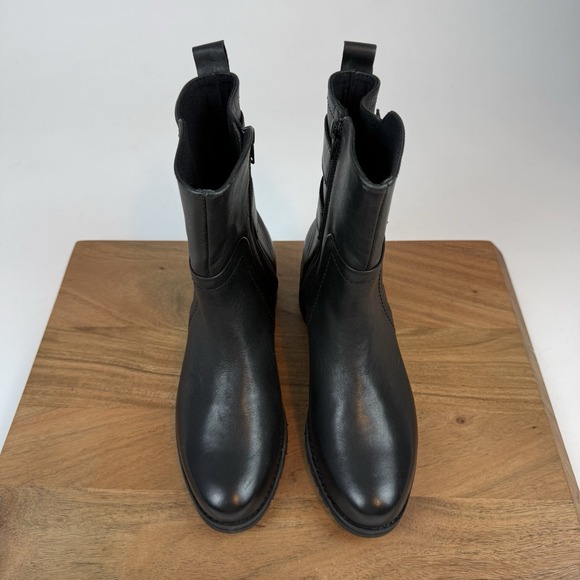 New Womens Munro Black Milled Calf Leather Comfort Moto Biker Boots Size 7.5 N - Picture 6 of 8